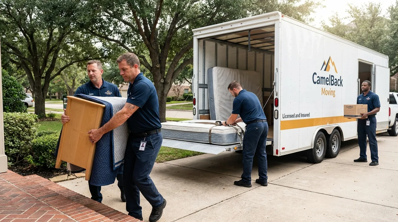 Crew loading residential truck for cross-state move from Tallmadge, OH
