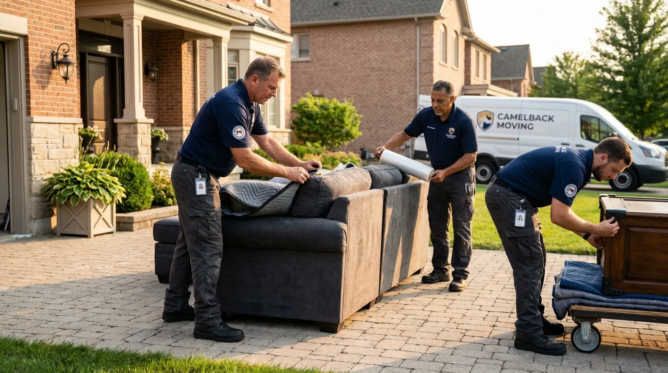 Large estate moving crew wrapping furniture in Tallmadge, OH