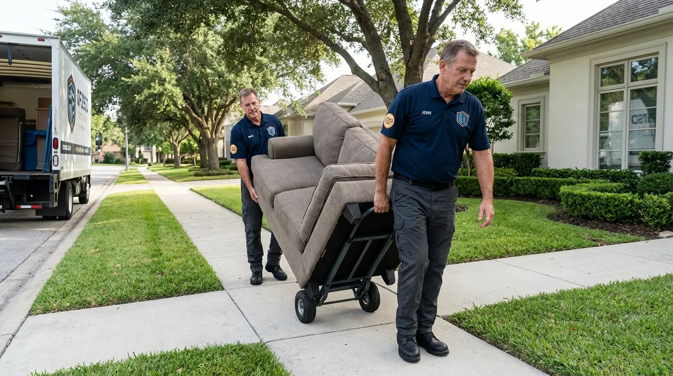 Local residential moving crew loading furniture in Tallmadge, OH