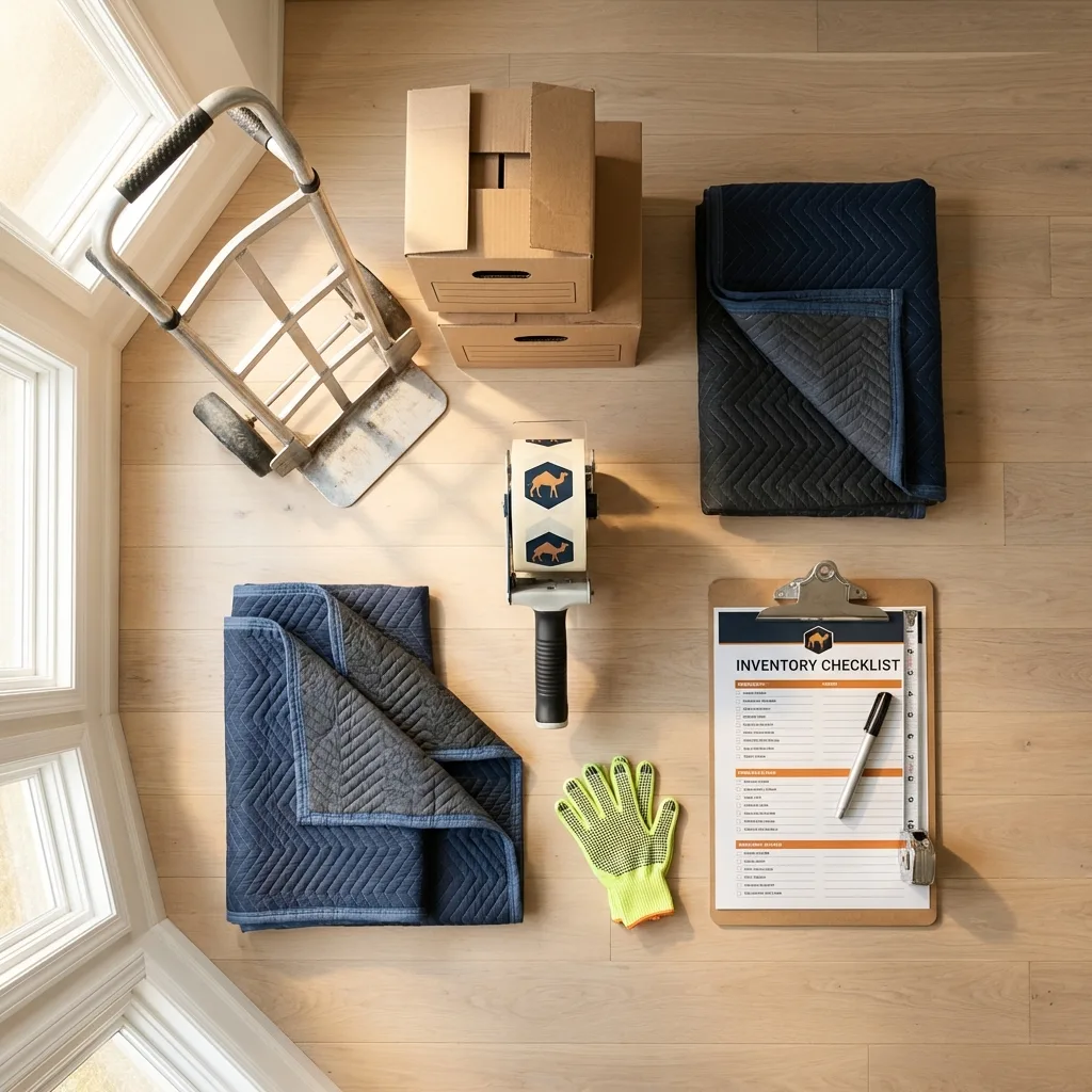 Professional moving supplies and packing materials layout for Tallmadge residential relocations